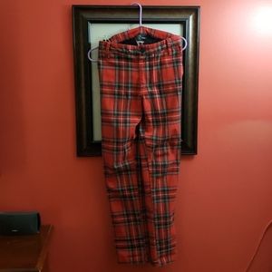 Skinny Fit Plaid Pants
